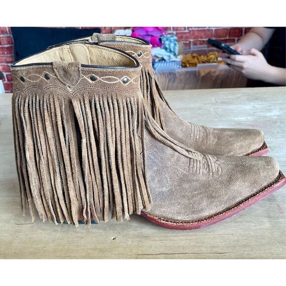 New J B Dillon JBW2242 Fringe Boots Snip Toe Short Booties Size 10B Cowgirl - Picture 14 of 14